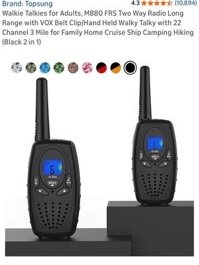 M-880 Black Portable Two-Way Radios (Pair)